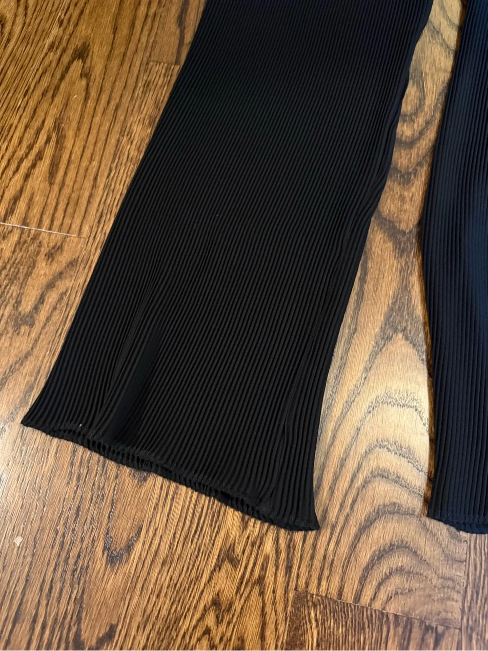 Heydari Black Ribbed Wide-Leg Knit Pants